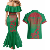 Custom Onehunga High School Couples Matching Mermaid Dress and Hawaiian Shirt Maori Koru Pattern