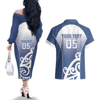 Custom New Zealand Aotea College Couples Matching Off The Shoulder Long Sleeve Dress and Hawaiian Shirt Maori Koru Pattern