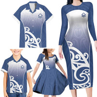 Custom New Zealand Aotea College Family Matching Long Sleeve Bodycon Dress and Hawaiian Shirt Maori Koru Pattern LT05 - Polynesian Pride