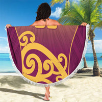 Custom Waiuku College Beach Blanket Maori Koru Pattern