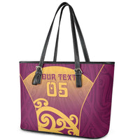Custom Waiuku College Leather Tote Bag Maori Koru Pattern