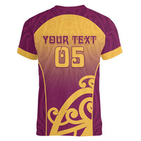 Custom Waiuku College Women V-Neck T-Shirt Maori Koru Pattern
