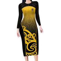 Custom Motueka High School Family Matching Long Sleeve Bodycon Dress and Hawaiian Shirt Maori Koru Pattern