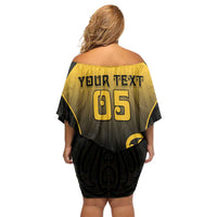 Custom Motueka High School Family Matching Off Shoulder Short Dress and Hawaiian Shirt Maori Koru Pattern