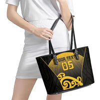 Custom Motueka High School Leather Tote Bag Maori Koru Pattern