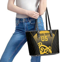 Custom Motueka High School Leather Tote Bag Maori Koru Pattern