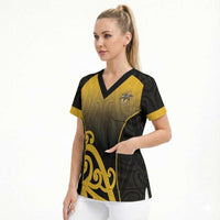 Custom Motueka High School Scrub Top Maori Koru Pattern