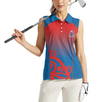 Custom St Joseph's Maori Girls' College Women Sleeveless Polo Shirt Maori Koru Pattern