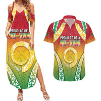 Personalised Vanuatu Couples Matching Summer Maxi Dress and Hawaiian Shirt Proud To Be A Ni-Van With Tribal Pattern LT05 Reggae - Polynesian Pride