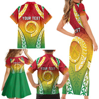 Personalised Vanuatu Family Matching Short Sleeve Bodycon Dress and Hawaiian Shirt Proud To Be A Ni-Van With Tribal Pattern LT05 - Polynesian Pride