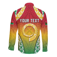 Personalised Vanuatu Long Sleeve Button Shirt Proud To Be A Ni-Van With Tribal Pattern