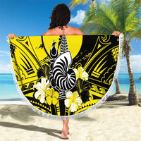 New Caledonia Day Beach Blanket Kanaky Flag Coat Of Arms Polynesian Pattern