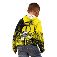Personalised New Caledonia Day Kid Hoodie Kanaky Flag Coat Of Arms Polynesian Pattern