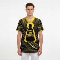Personalised Polynesia Childhood Cancer Awareness Scrub Top You Are Stronger Than Cancer - Polynesian Pride