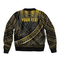 Personalised Polynesia Childhood Cancer Awareness Sleeve Zip Bomber Jacket You Are Stronger Than Cancer