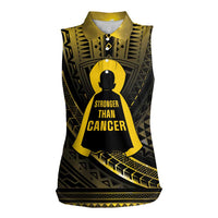 Personalised Polynesia Childhood Cancer Awareness Women Sleeveless Polo Shirt You Are Stronger Than Cancer