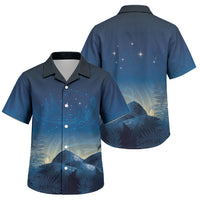 New Zealand Matariki Family Matching Tank Maxi Dress and Hawaiian Shirt Maori Waka With Silver Fern LT05 Son's Shirt Navy - Polynesian Pride