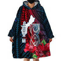Guam Wearable Blanket Hoodie Latte Stone Mix Bougainvillea Polynesian Pattern LT05 - Polynesian Pride