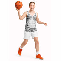 Polynesian Tattoo Inspired Cosplay Costume Basketball Jersey Tribal Warrior White - Polynesian Pride