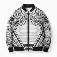 Polynesian Tattoo Inspired Cosplay Costume Bomber Puffer Jacket Tribal Warrior White - Polynesian Pride