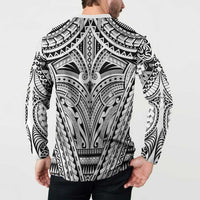 Polynesian Tattoo Inspired Cosplay Costume Button Sweatshirt Tribal Warrior White - Polynesian Pride