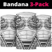 Polynesian Tattoo Inspired Cosplay Costume Neck Gaiter Tribal Warrior White - Polynesian Pride