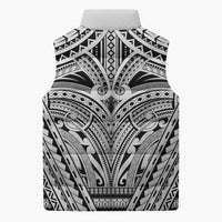 Polynesian Tattoo Inspired Cosplay Costume Sleeveless Puffer Jacket Tribal Warrior White - Polynesian Pride