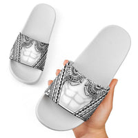 Polynesian Tattoo Inspired Cosplay Costume Slide Sandals Tribal Warrior White - Polynesian Pride