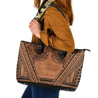 Polynesian Tattoo Inspired Cosplay Costume Leather Tote Bag Tribal Warrior LT05 Brown - Polynesian Pride