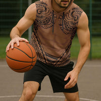 Polynesian Tattoo Inspired Cosplay Costume Sleeveless Hoodie Tribal Warrior - Polynesian Pride