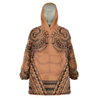 Polynesian Tattoo Inspired Cosplay Costume Wearable Blanket Hoodie Tribal Warrior - Polynesian Pride