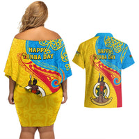 torba-day-couples-matching-off-shoulder-short-dress-and-hawaiian-shirt-sand-drawing-vanuatuan-pattern