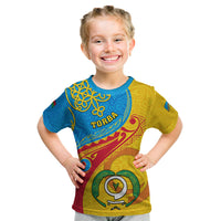 Personalized Torba Day Kid T Shirt Sand Drawing Vanuatuan Pattern LT05 Yellow - Polynesian Pride