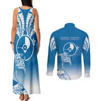 Personalised FSM Yap Constitution Day Couples Matching Tank Maxi Dress and Long Sleeve Button Shirt Polynesian Batoids LT05 - Polynesian Pride
