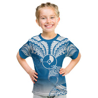 Personalised FSM Yap Constitution Day Kid T Shirt Polynesian Batoids LT05 Blue - Polynesian Pride