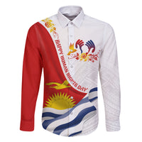 Personalised Kiribati Human Rights Day Family Matching Off Shoulder Long Sleeve Dress and Hawaiian Shirt Polynesian Style LT05 Dad's Shirt - Long Sleeve White - Polynesian Pride