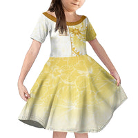 Personalised Polynesia Family Matching Off Shoulder Maxi Dress and Hawaiian Shirt Bahai Faith Symbol LT05 Daughter's Dress Yellow - Polynesian Pride