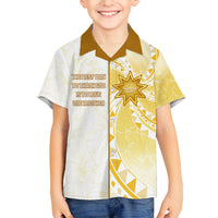 Personalised Polynesia Family Matching Puletasi Dress and Hawaiian Shirt Bahai Faith Symbol LT05 Son's Shirt Yellow - Polynesian Pride