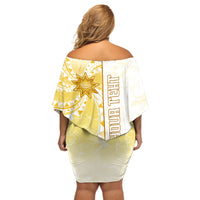 Personalised Polynesia Off Shoulder Short Dress Bahai Faith Symbol LT05 - Polynesian Pride