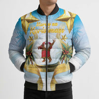 Fiji Christmas Bomber Puffer Jacket Snow Globe With Fijian Santa LT05