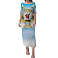 Fiji Christmas Puletasi Snow Globe With Fijian Santa LT05