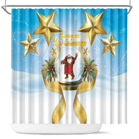 Fiji Christmas Shower Curtain Snow Globe With Fijian Santa LT05