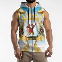 Fiji Christmas Sleeveless Zip Hoodie Snow Globe With Fijian Santa LT05