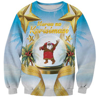 Fiji Christmas Sweatshirt Snow Globe With Fijian Santa LT05