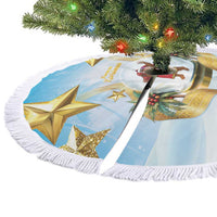 Fiji Christmas Tree Skirt Snow Globe With Fijian Santa - Polynesian Pride