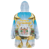 Fiji Christmas Wearable Blanket Hoodie Snow Globe With Fijian Santa LT05