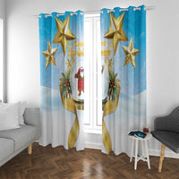 Fiji Christmas Window Curtain Snow Globe With Fijian Santa LT05