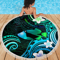 Hawaii Humuhumu Reef Triggerfish Beach Blanket Turquoise With Plumeria LT05 - Polynesian Pride