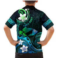 Personalised Hawaii Humuhumu Reef Triggerfish Family Matching Mermaid Dress and Hawaiian Shirt Turquoise With Plumeria LT05 - Polynesian Pride