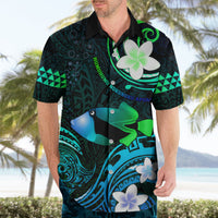 Personalised Hawaii Humuhumu Reef Triggerfish Hawaiian Shirt Turquoise With Plumeria LT05 - Polynesian Pride